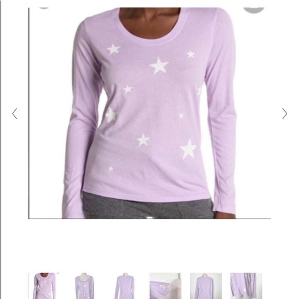Sundry lilac crewneck long sleeve top star print size 3 L new without tags